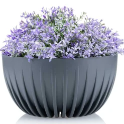 Donica Okrągła Stripped ECO z Recyklingu - Szary 30cm