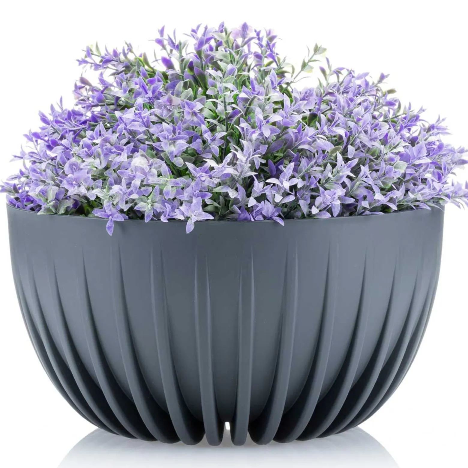 Donica Okrągła Stripped ECO z Recyklingu - Szary 30cm