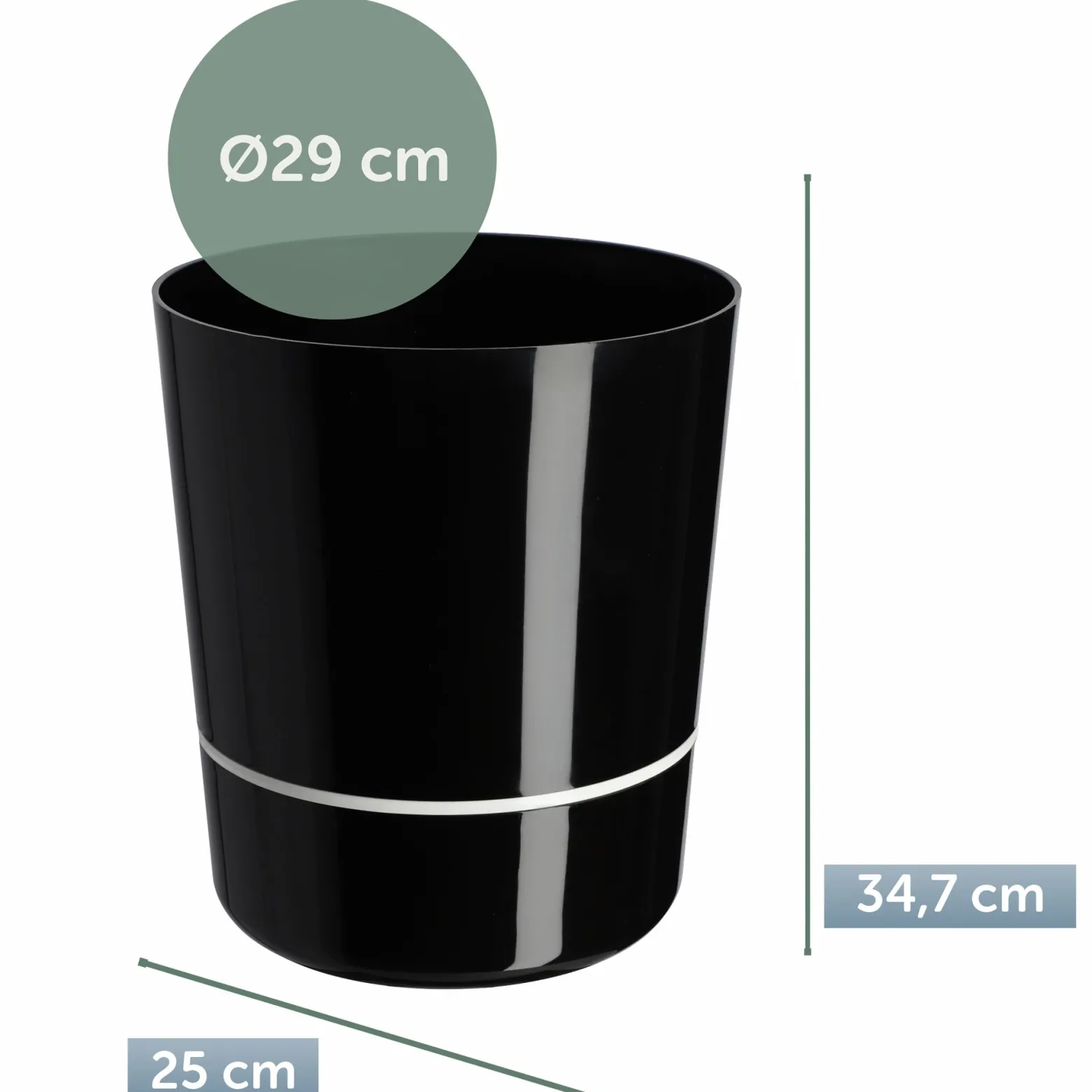 Doniczka Donica Na Kwiaty Dwuczęściowa Czarna 29cm