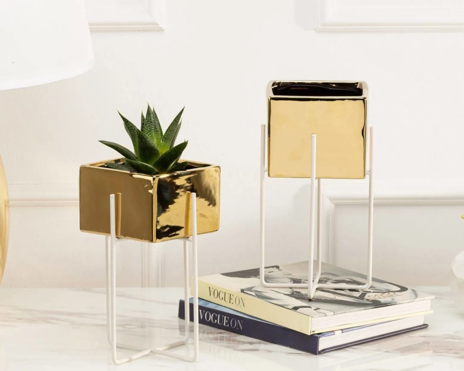 Doniczka Mizu Gold White 23 cm
