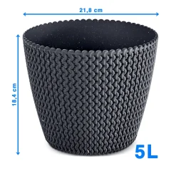 Doniczka Osłonka Domowa 21,8 Cm Na Stół Parapet Do Domu Antracytowa