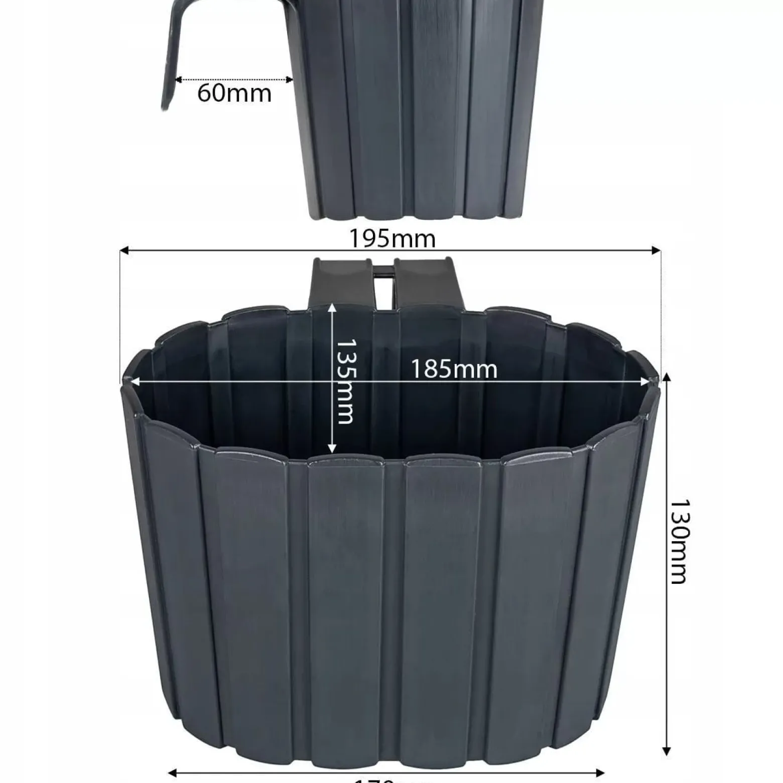 Doniczka balkonowa Prosperplast Boardee antracyt 2,2l