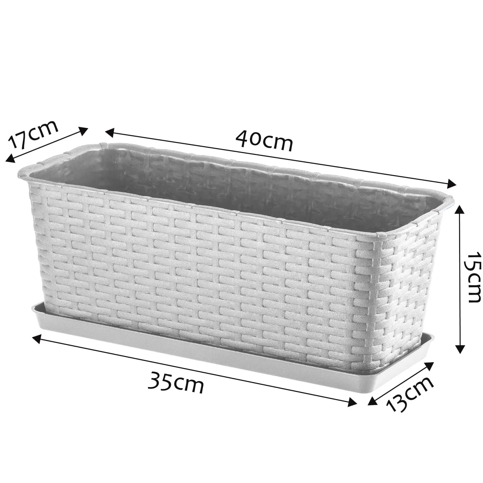 Doniczka Balkonowa Skrzynka Podstawka Szara 40cm