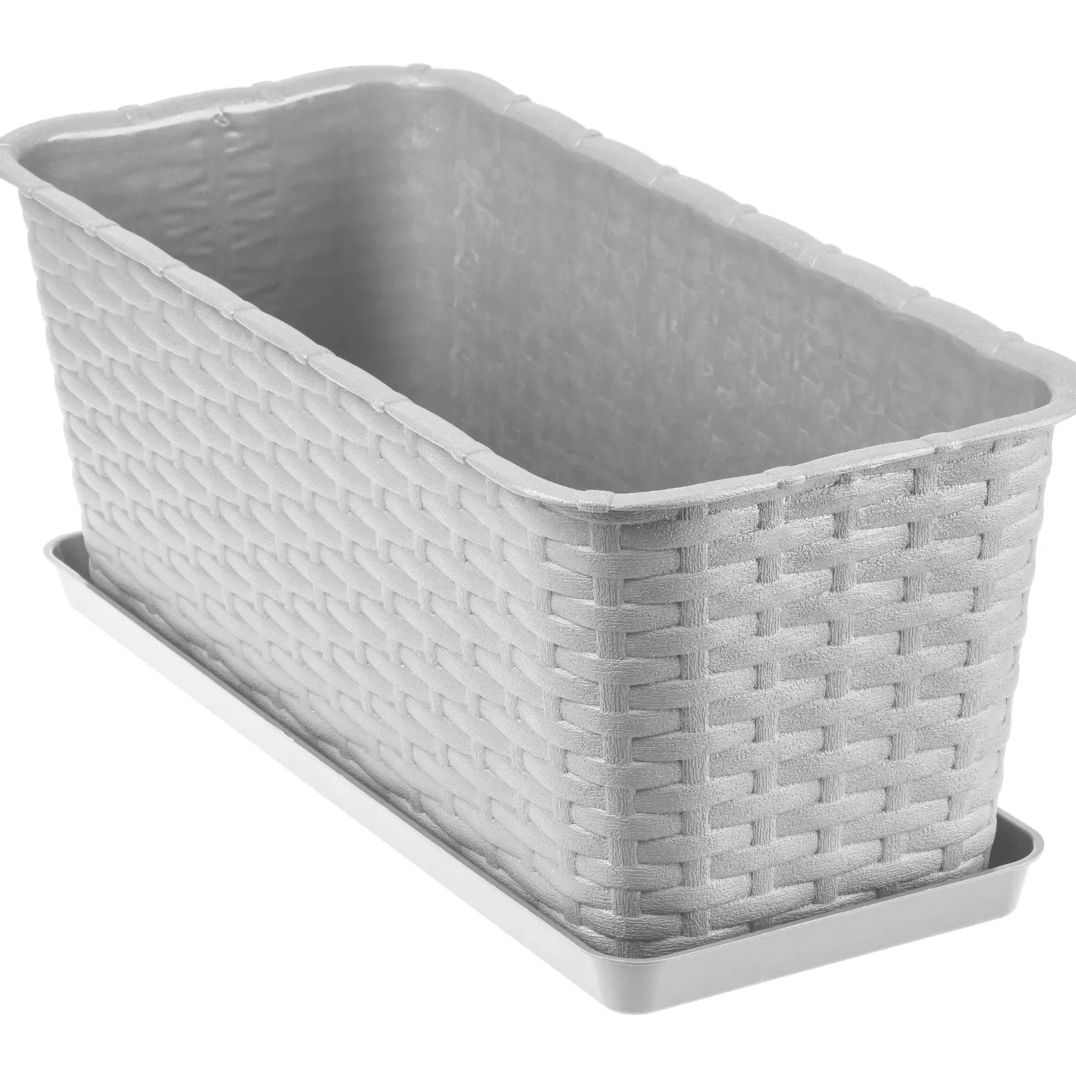 Doniczka Balkonowa Skrzynka Podstawka Szara 40cm
