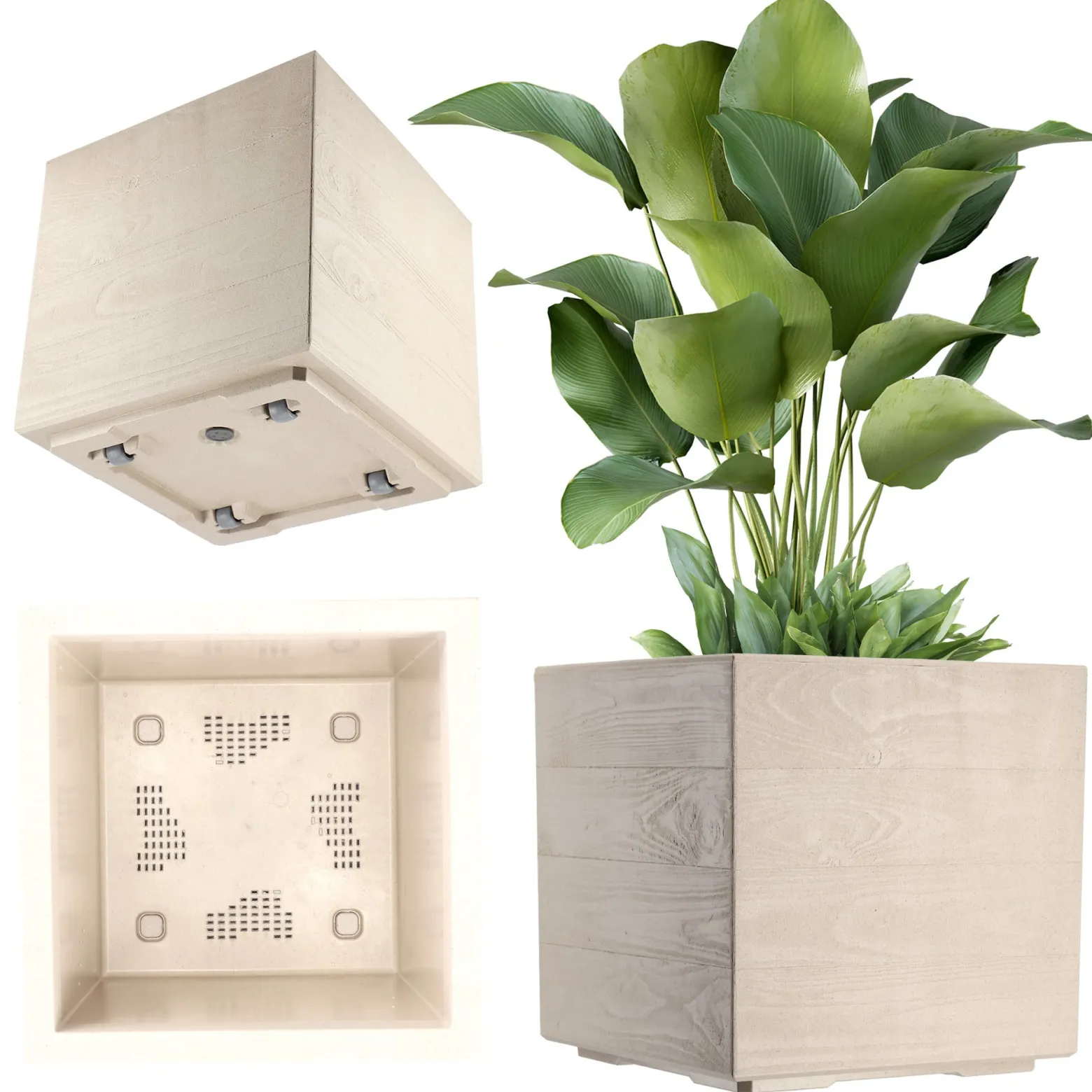 Doniczka Donica Na Kółkach Eko 40x40cm Jasny Brąz