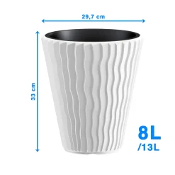Doniczka Donica Ogrodowa 29,7 Cm Okrągła Na Taras Do Ogrodu Domu Biała