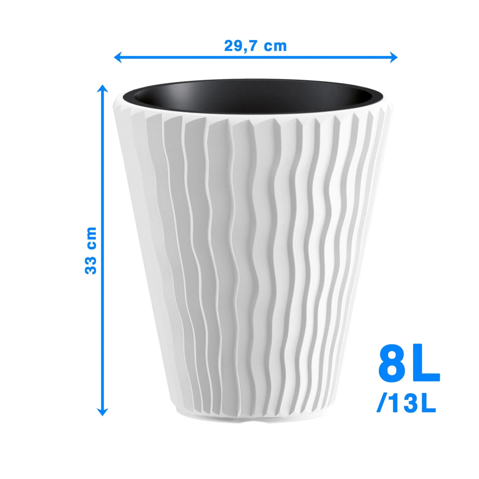 Doniczka Donica Ogrodowa 29,7 Cm Okrągła Na Taras Do Ogrodu Domu Biała