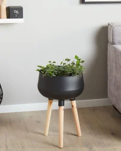 Doniczka na stojaku 47 cm metalowa czarna