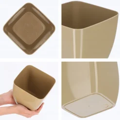 Doniczka Osłonka Na Kwiaty Kwadratowa Beżowa 16cm