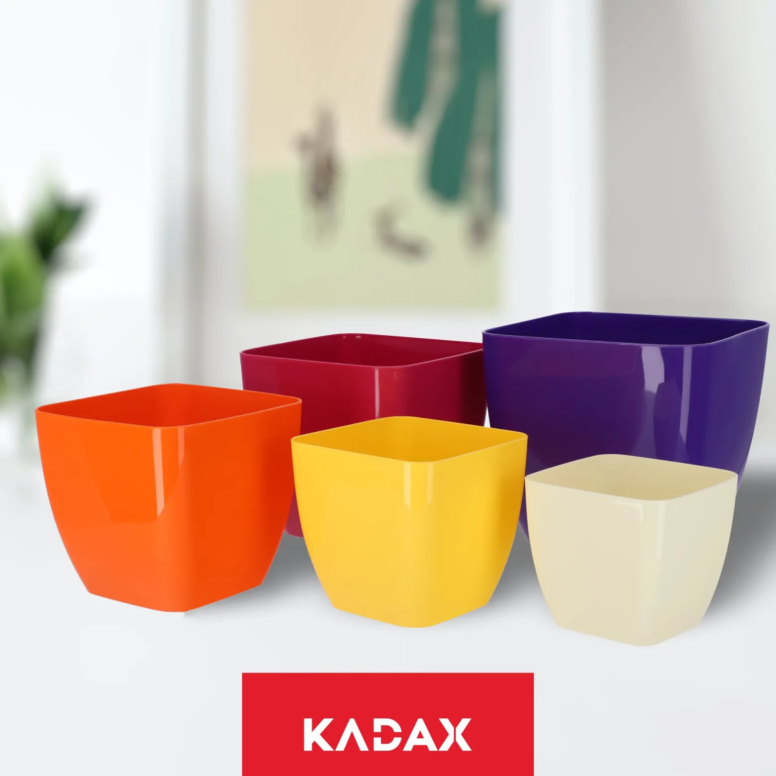 Doniczka Osłonka Na Kwiaty Kwadratowa Beżowa 16cm