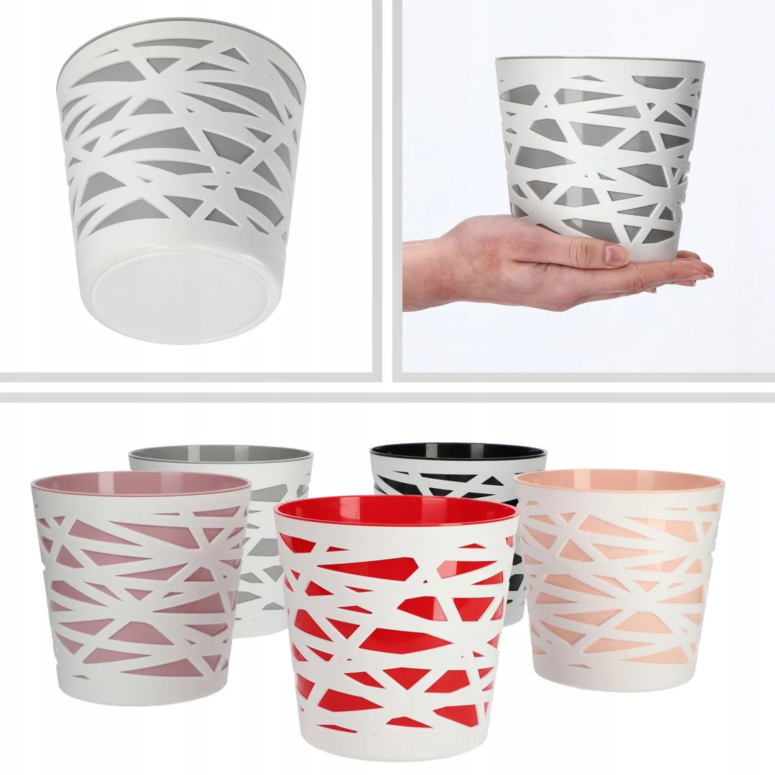 Doniczka Osłonka Wkład Donica Kolory Szara 13cm