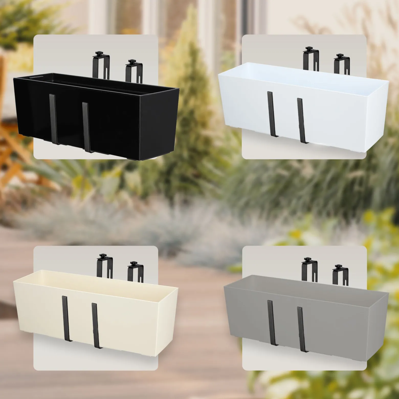 Doniczka Skrzynka Balkonowa Uchwyty 19x56cm Czarna
