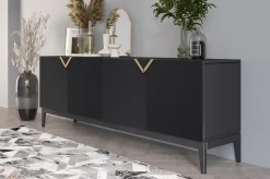Drewniana komoda Visby DEMI LONG / kolor czarny