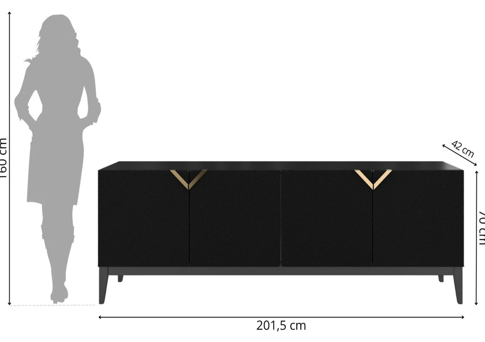 Drewniana komoda Visby DEMI LONG / kolor czarny