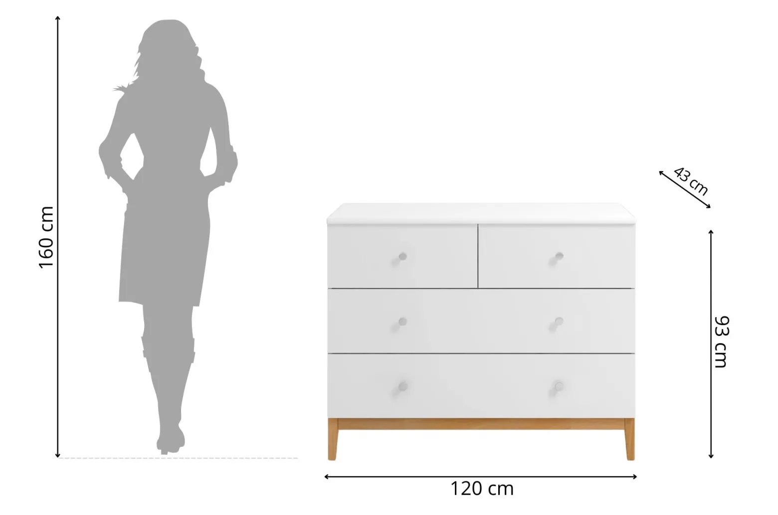 Drewniana komoda z szufladami Livia 2+2