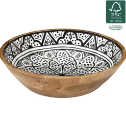 Drewniana misa Marrakesh czarno biała 28 cm dekoracyjna