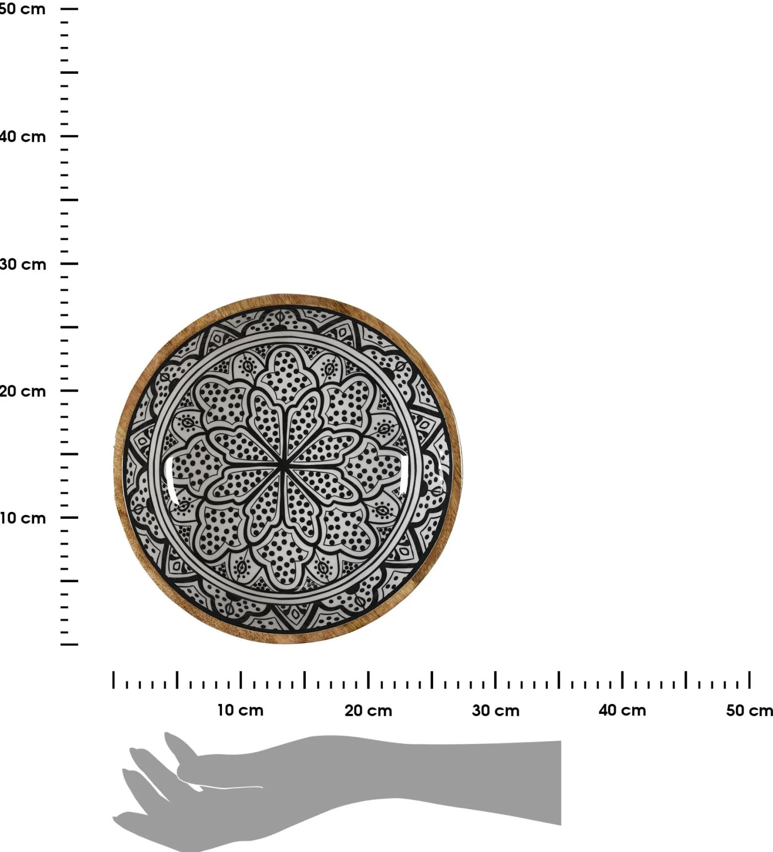 Drewniana misa Marrakesh czarno biała 28 cm dekoracyjna