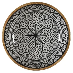 Drewniana misa Marrakesh czarno biała 28 cm dekoracyjna
