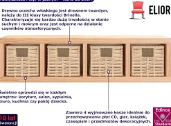 Drewniana półka ścienna z 4 koszami - Nalo