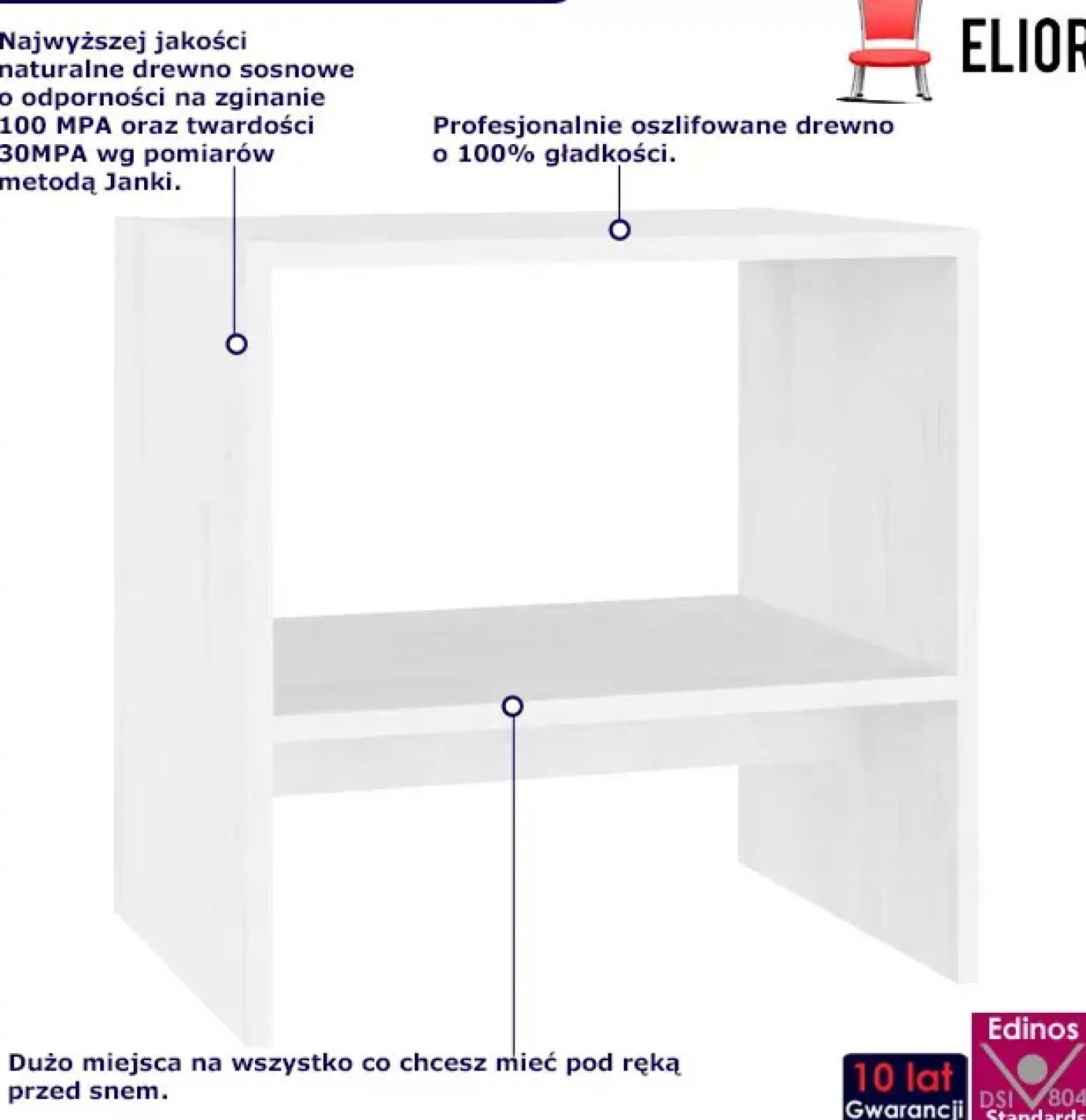 Drewniana szafka nocna z półką - Tivian