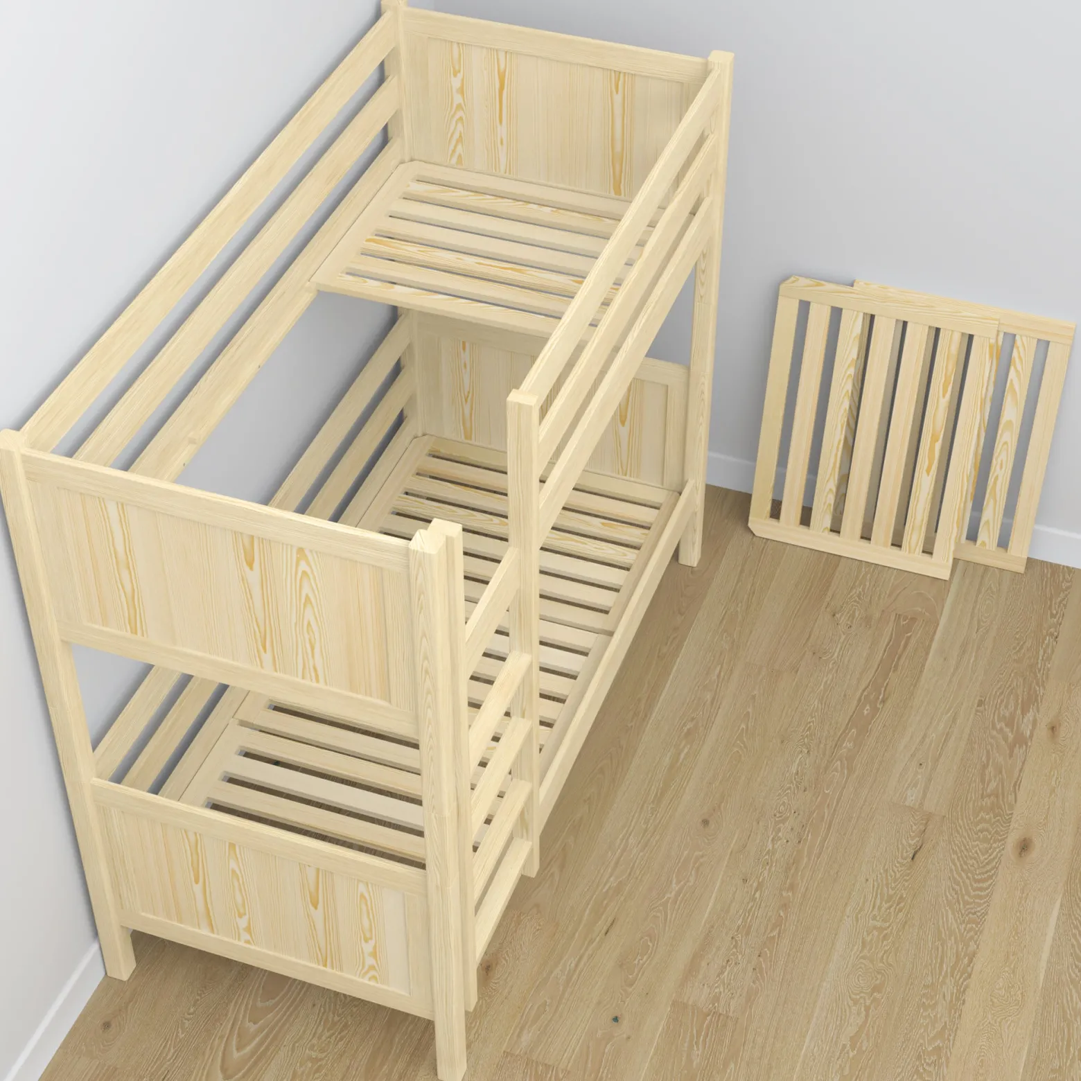 Drewniane łóżko piętrowe N02