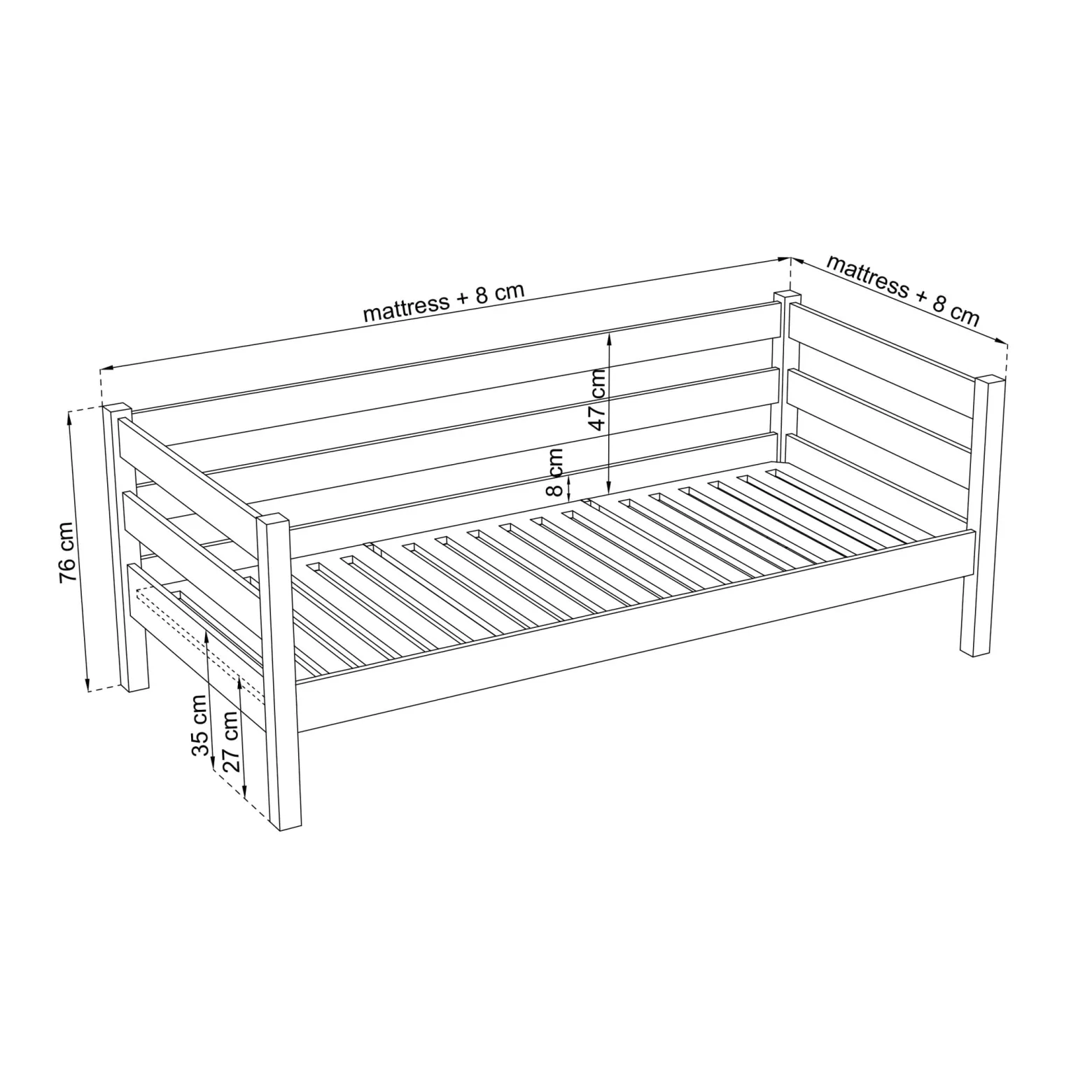 Drewniane łóżko sofa N01