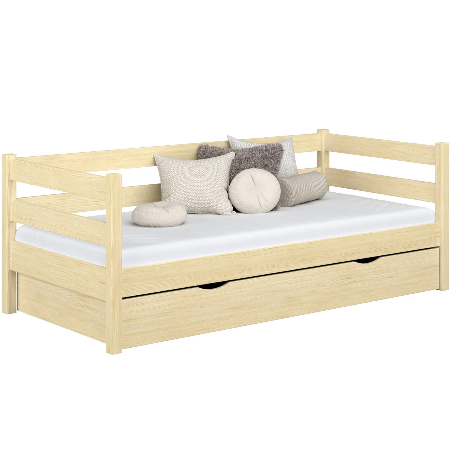 Drewniane łóżko sofa z szufladą N01
