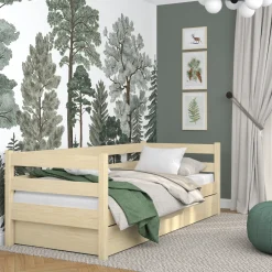 Drewniane łóżko sofa z szufladą N01