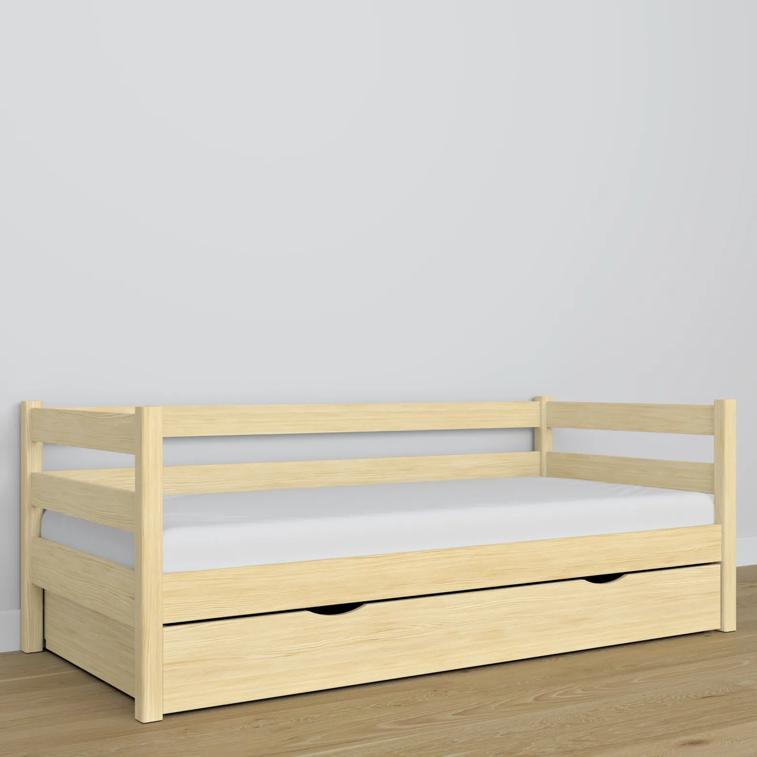 Drewniane łóżko sofa z szufladą N01