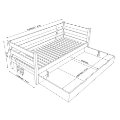 Drewniane łóżko sofa z szufladą N01