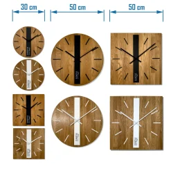 Drewniany zegar na ścianę dąb klasyk 30cm biały SQ do salonu