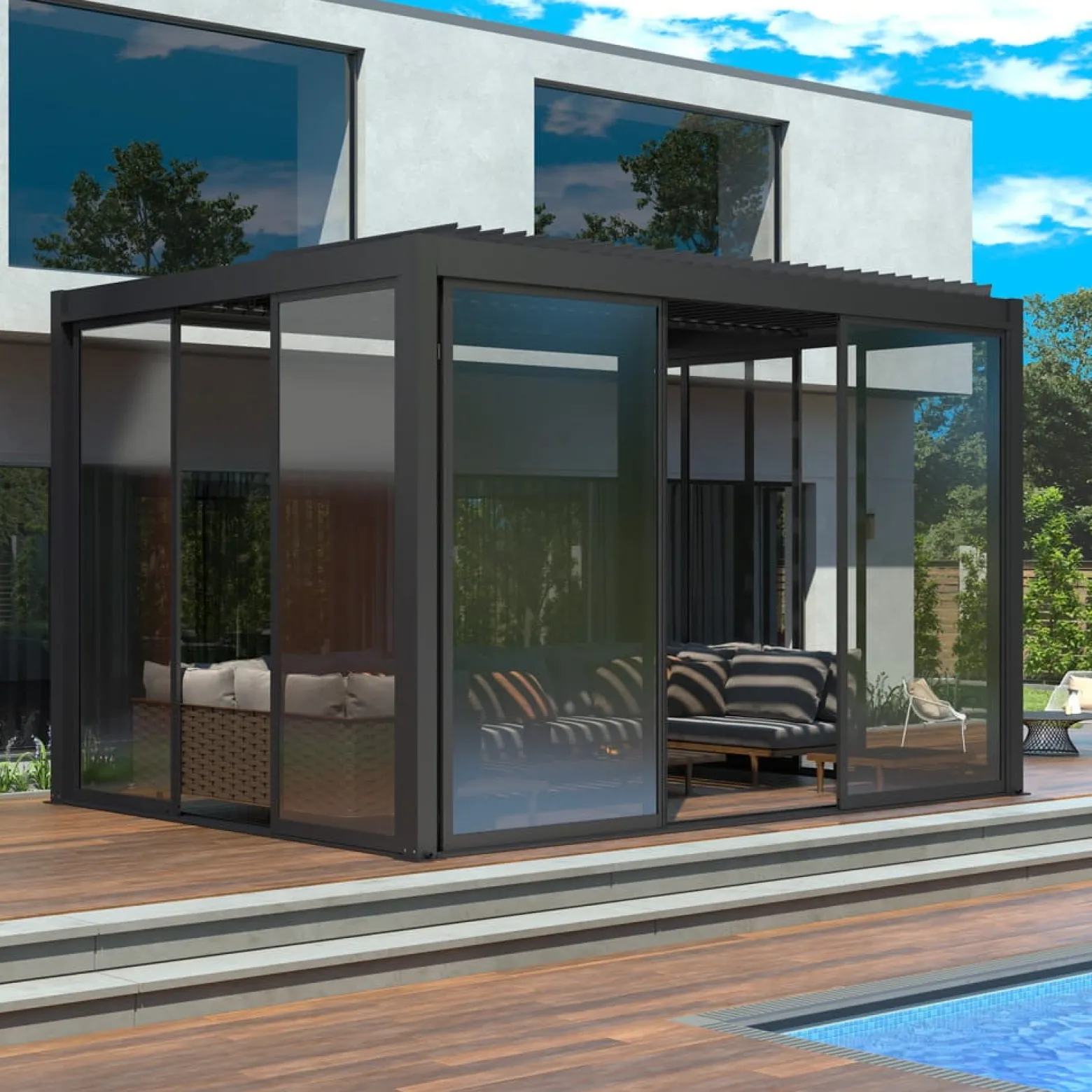 Drzwi przesuwne szklane Luxe 370x238cm antracytowe 4m