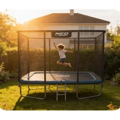 Duża trampolina ogrodowa Neo-sport prostokątna 305x213 cm 10x7ft bezpieczna