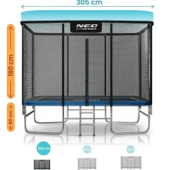 Duża trampolina ogrodowa Neo-sport prostokątna 305x213 cm 10x7ft bezpieczna