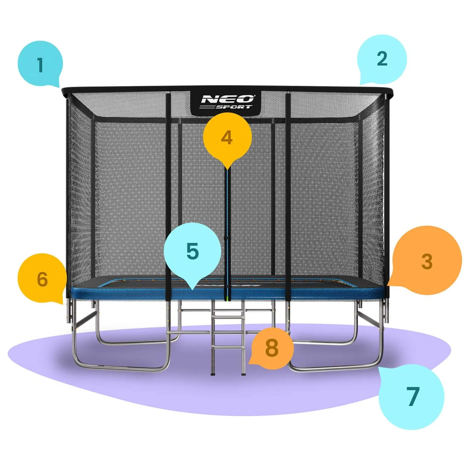 Duża trampolina ogrodowa Neo-sport prostokątna 305x213 cm 10x7ft bezpieczna
