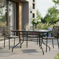 Duży szklany stół ogrodowy na taras balkon 120x70 transparentny 6 osób