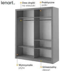 Dwudrzwiowa szafa przesuwna ARTI z przegrodami i lustrem