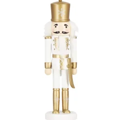Dziadek do orzechów 30 cm drewniany żołnierzyk złoty figurka