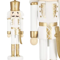 Dziadek do orzechów 30 cm drewniany żołnierzyk złoty figurka