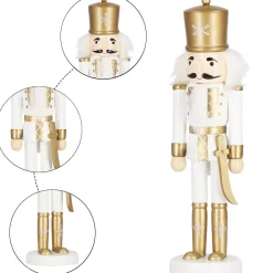 Dziadek do orzechów 30 cm drewniany żołnierzyk złoty figurka