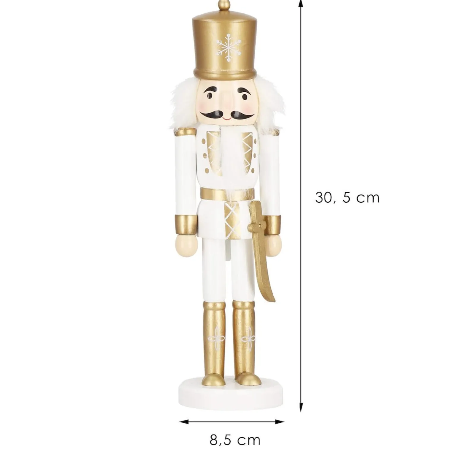 Dziadek do orzechów 30 cm drewniany żołnierzyk złoty figurka