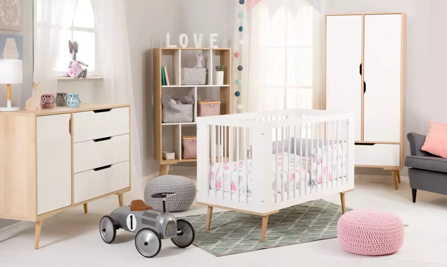 Łóżeczko dziecięce SOFIE 120x60 białe/buk