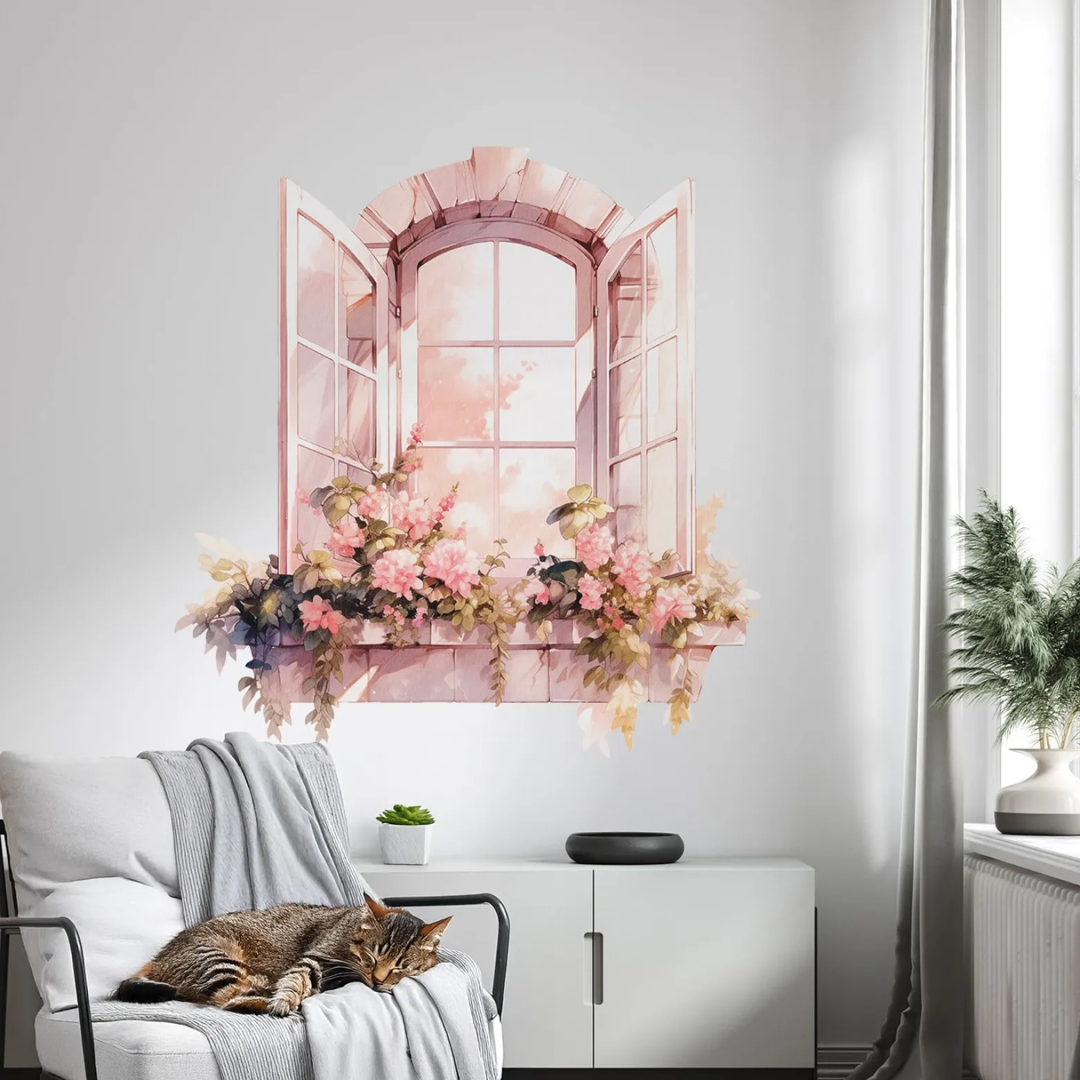 Efekt dziury w ścianie rustykalne okno naklejka 3D 76x80