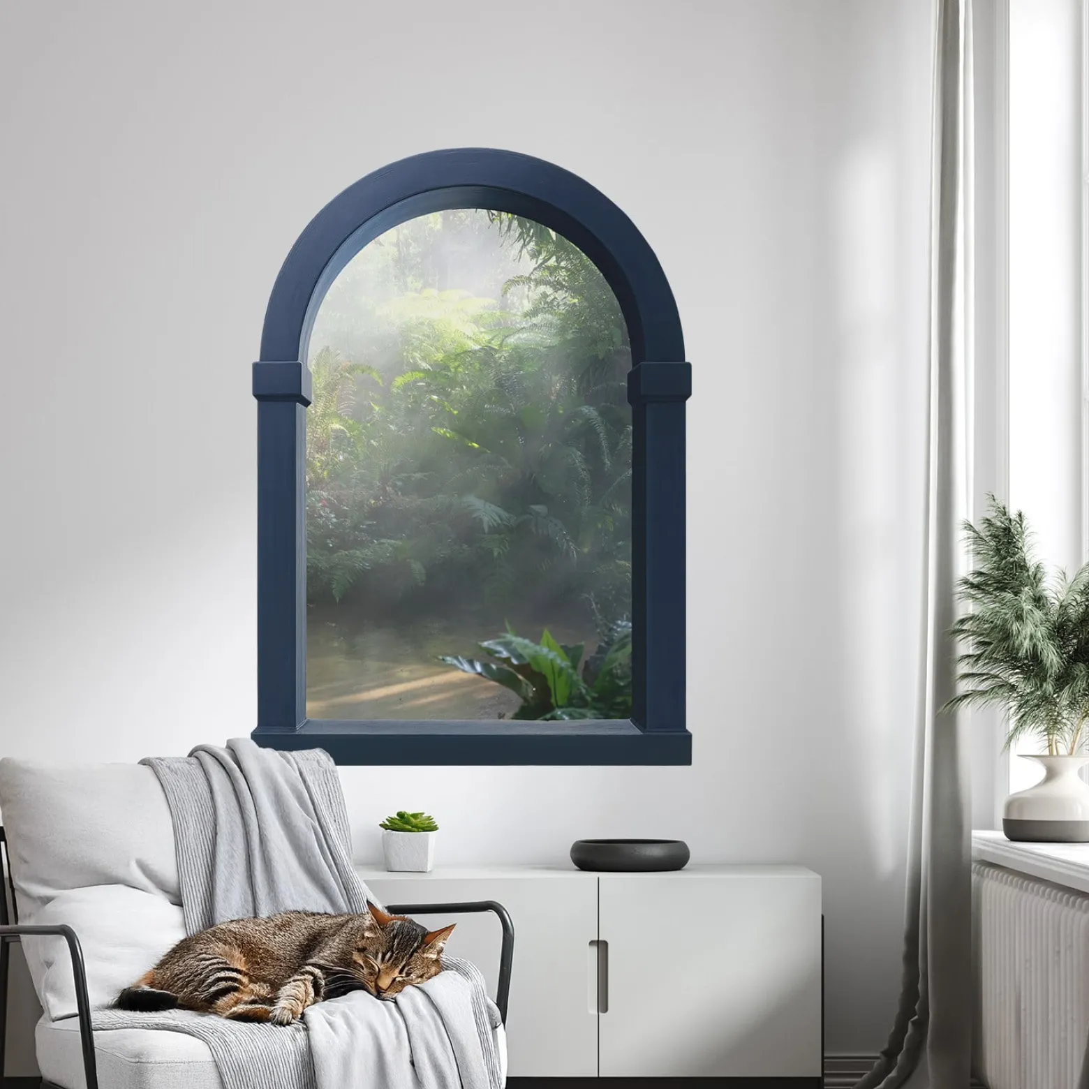 Efekt dziury w ścianie tajemnicza dżungla naklejka 3D 57x80