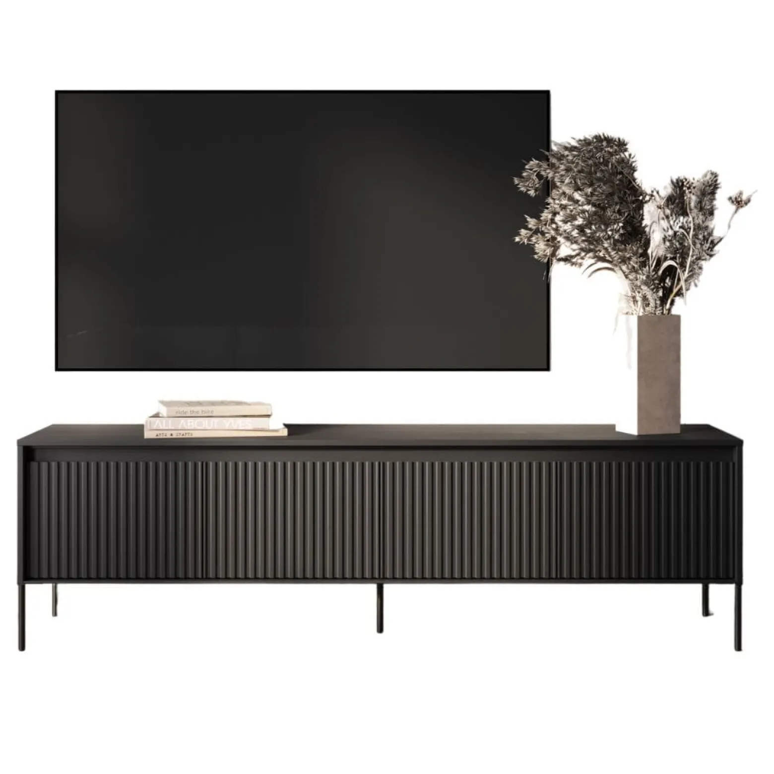 Elegancka szafka pod telewizor z ryflowaniem FLORES