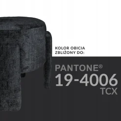 Elegancka okrągła pufa siedzisko podnóżek tapicerowana szenil Osaka czarny
