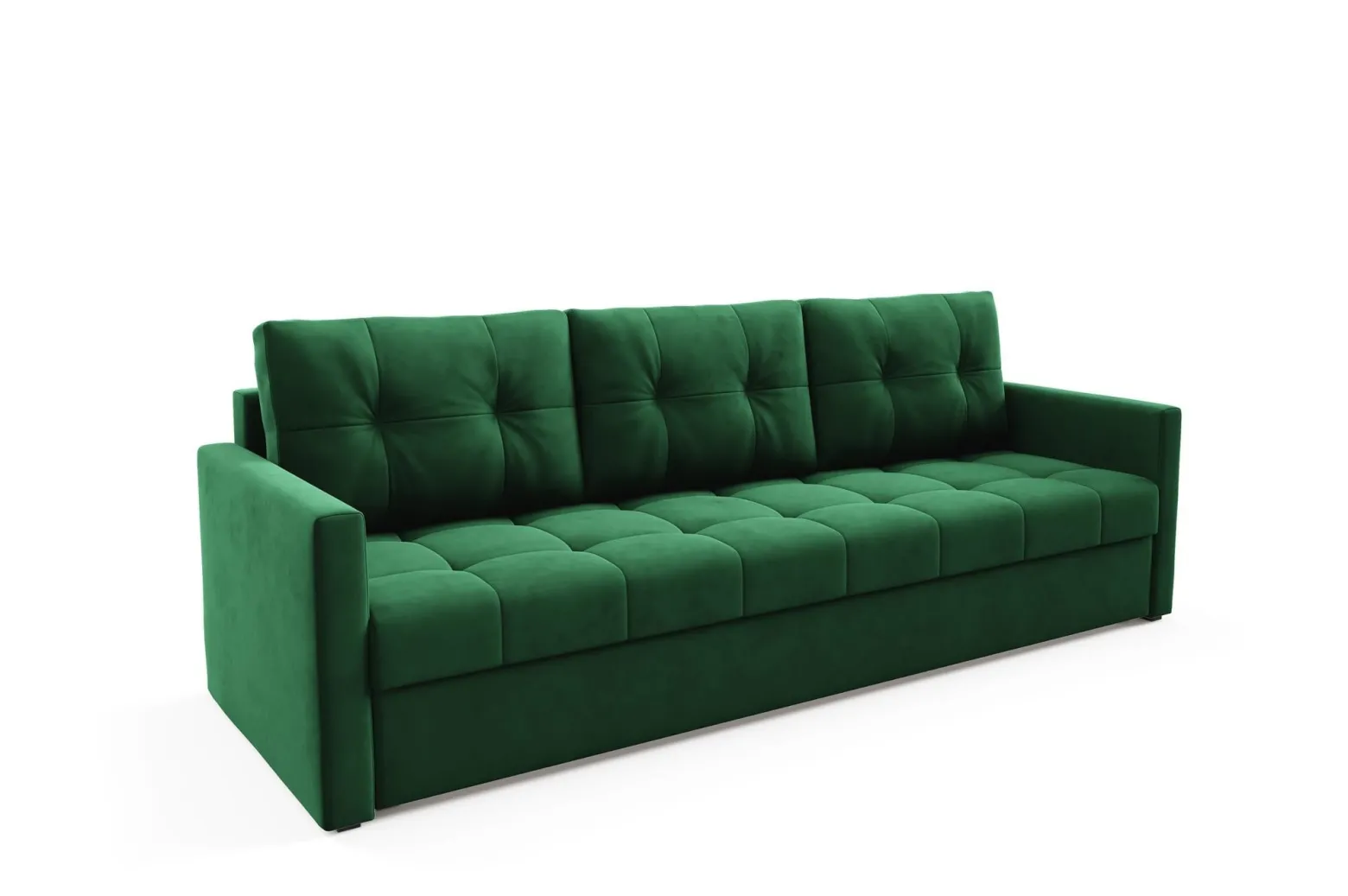 Elegancka sofa OLIVIA 230 cm z funkcją spania pikowana Zielona bonell