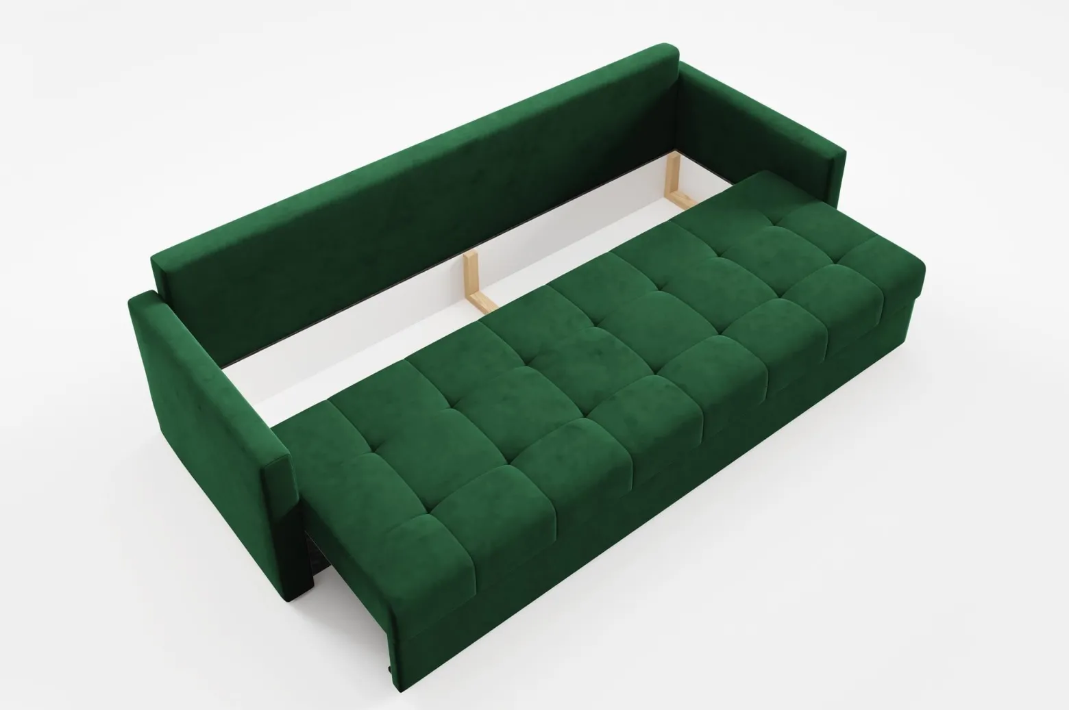 Elegancka sofa OLIVIA 230 cm z funkcją spania pikowana Zielona bonell