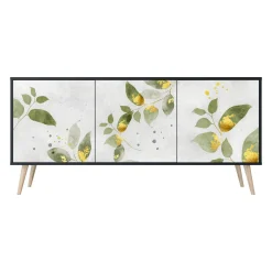 ELEGANT BOTANICS Komoda 3 drzwi Czarna-Bukowa skośna