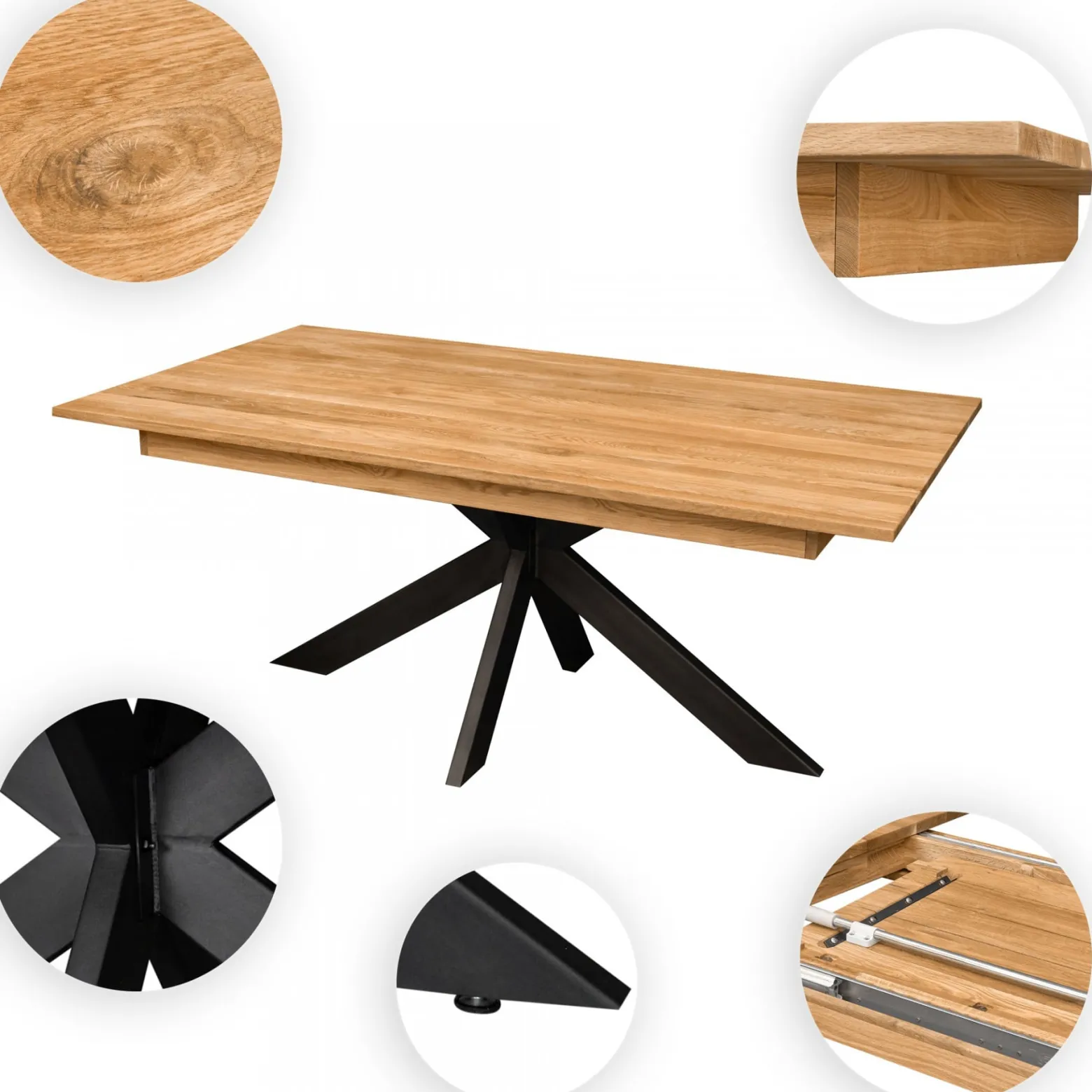 EMDEN Stół Rozkładany #8180 Dąb naturalny 180-265x100cm